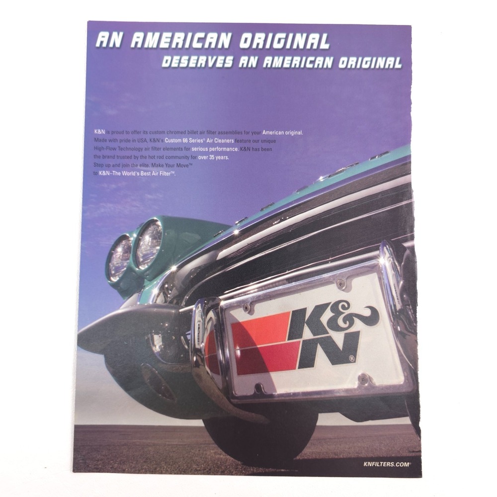 K&N Filters Custom 60 Series Print Ad 2000s Muscle Car Garage Wall Art Decor